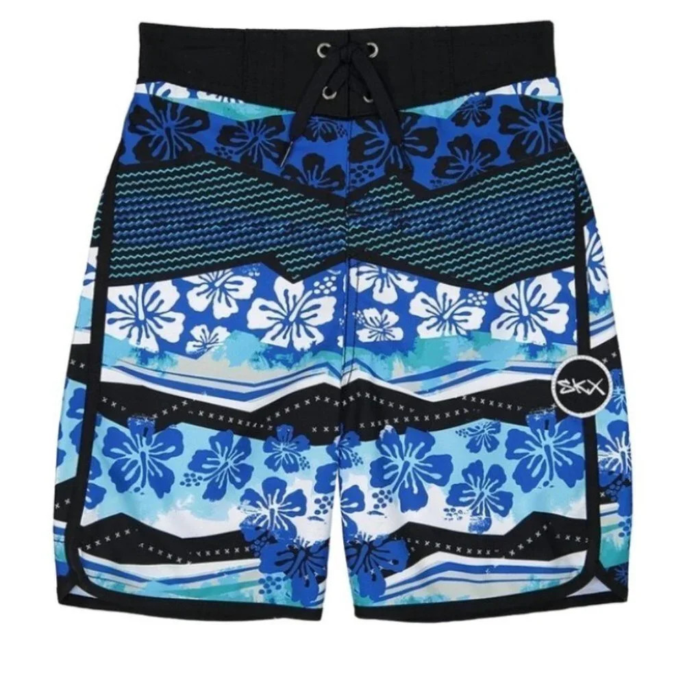 Fun SKECHERS - Blue & Black Floral - Board Shorts/ Swim Trunks - SIZE 16 Boys